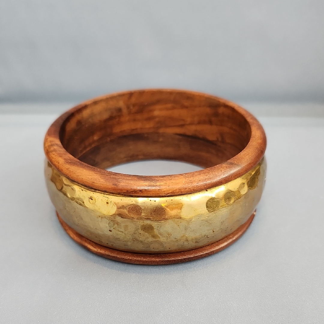 Wood And GoldTone Bangle Bracelet